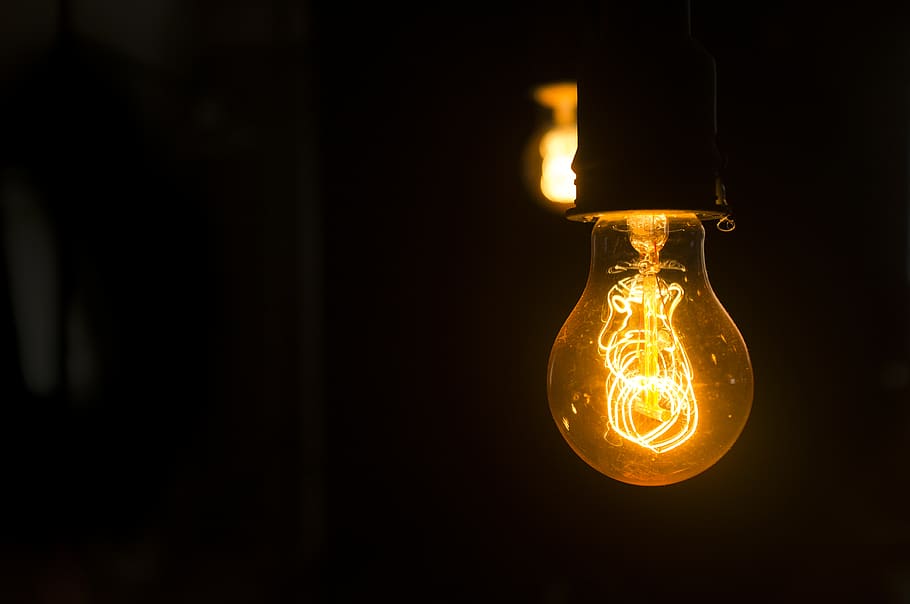 Yellow Bulb, bright, burnt, close-up, dark, electricity, energy HD wallpaper
