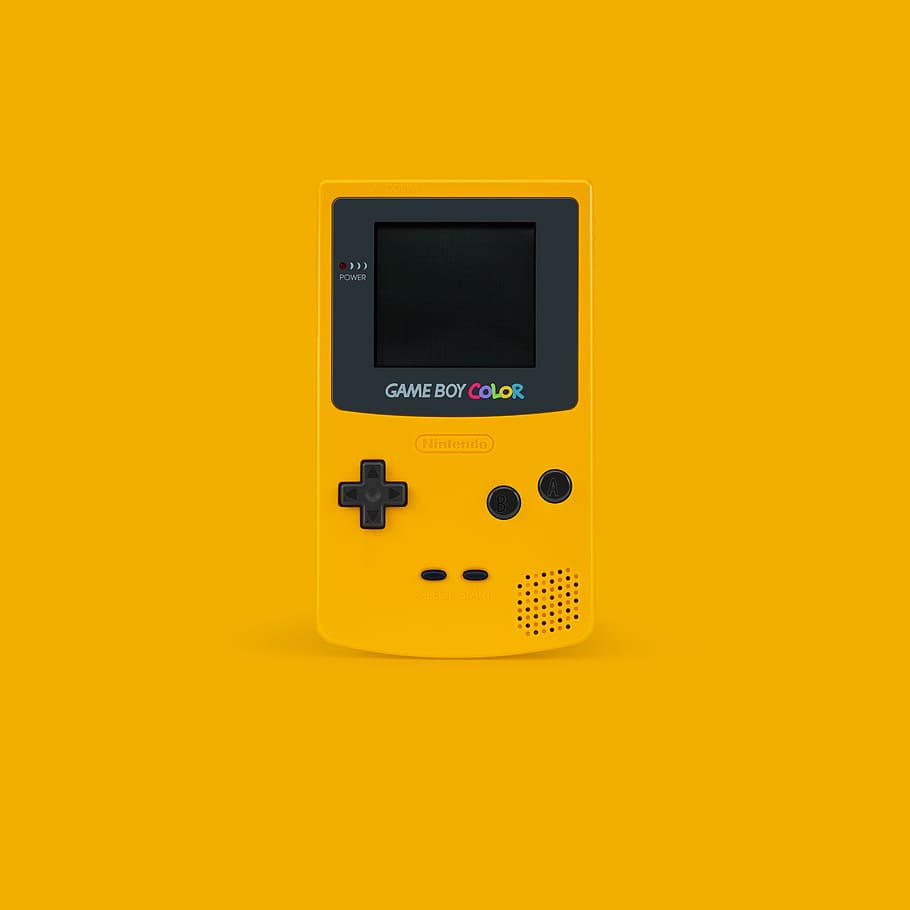 Hd Wallpaper White And Black Nintendo Game Boy Color On Yellow Surface Gameboy Wallpaper Flare