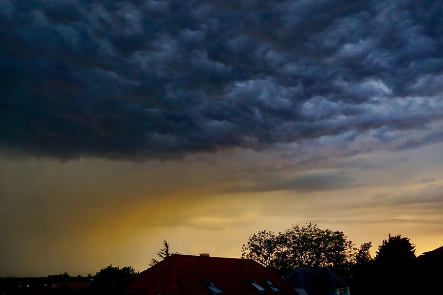 thunderstorm, evening, clouds, sky, weather, landscape, mood HD wallpaper