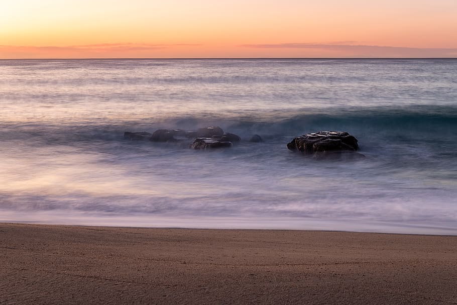 sunset, beach, sea, ocean, water, sunrise, sky, dusk, summer HD wallpaper