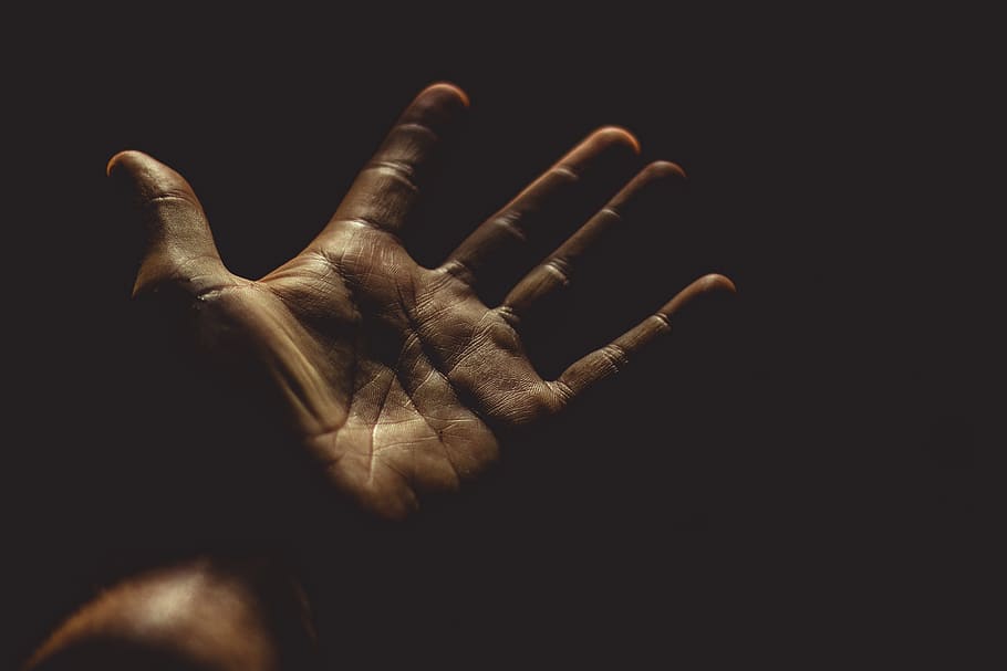 Person's Left Hand Open Wide, art, black, dark, palm (hand), human hand, HD wallpaper