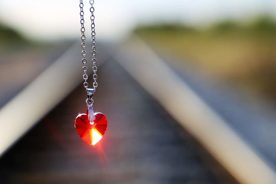 stop youth suicide, red heart medallion on railway, for all kids and teens, HD wallpaper