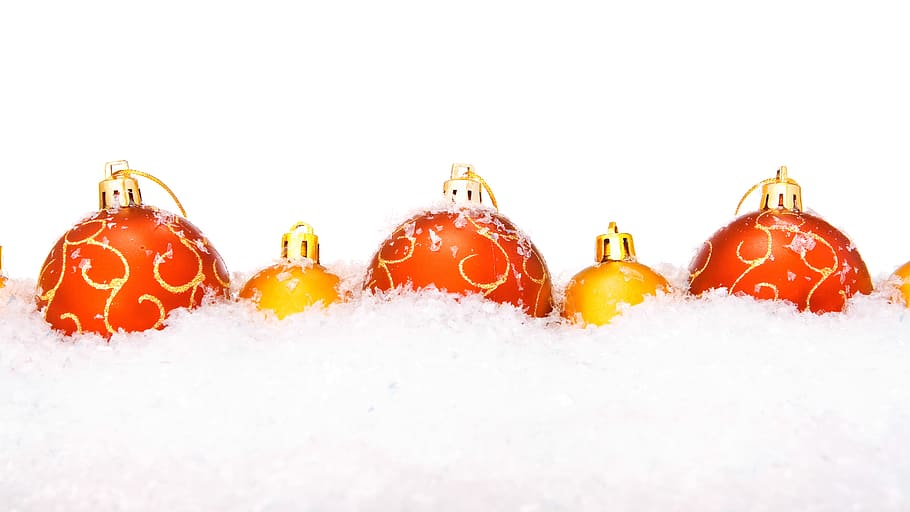 christmas, background, ball, bauble, balls, baubles, red, golden HD wallpaper