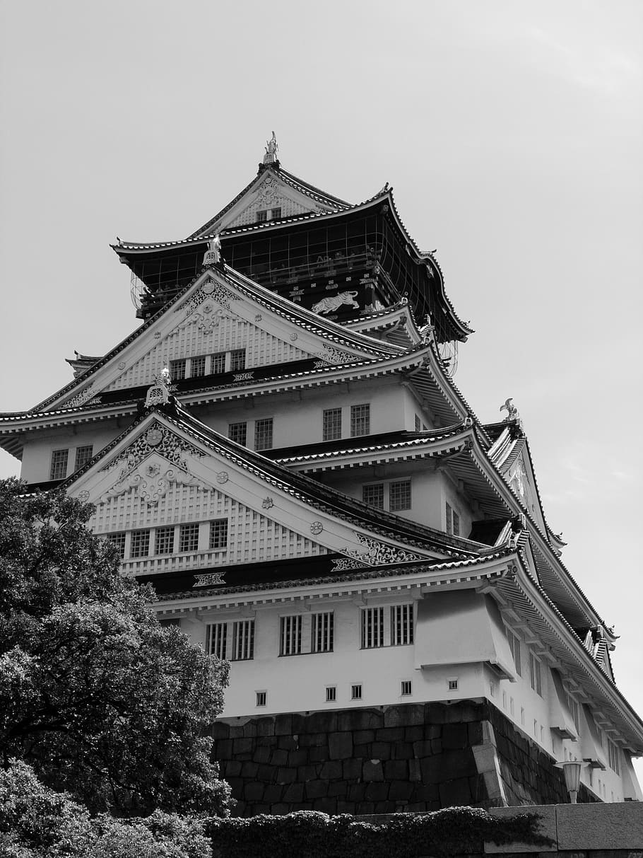 6-storey Building, ancient, architecture, black-and-white, castle HD wallpaper