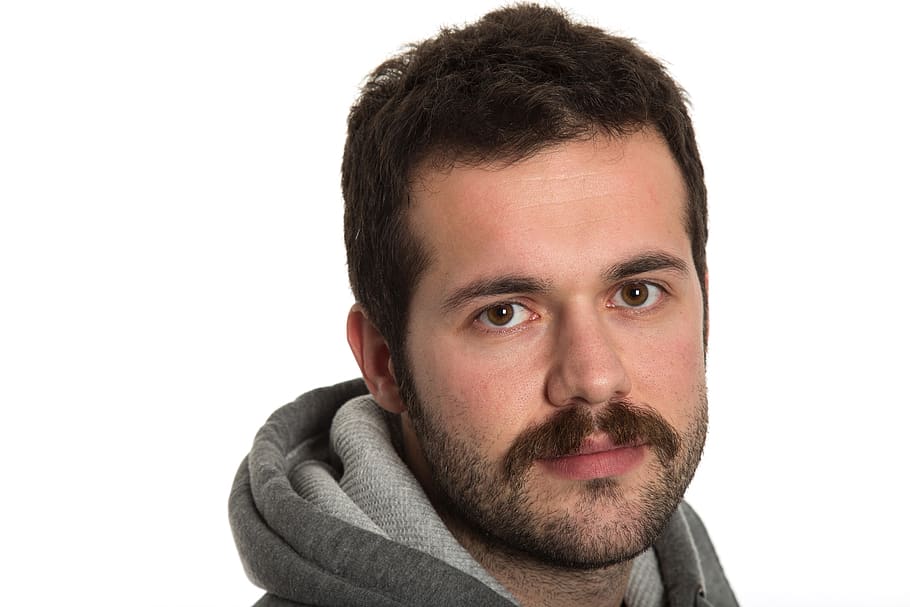 portrait, male, pose, beard, mustache, young, natural, eyes HD wallpaper