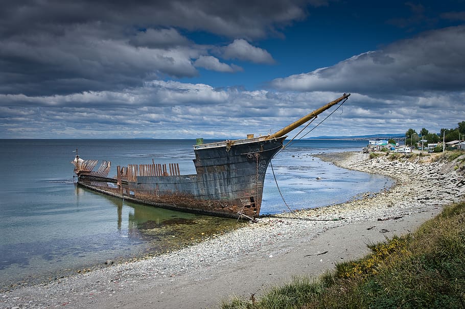 chile, sky, cloud - sky, water, beach, sea, nautical vessel HD wallpaper