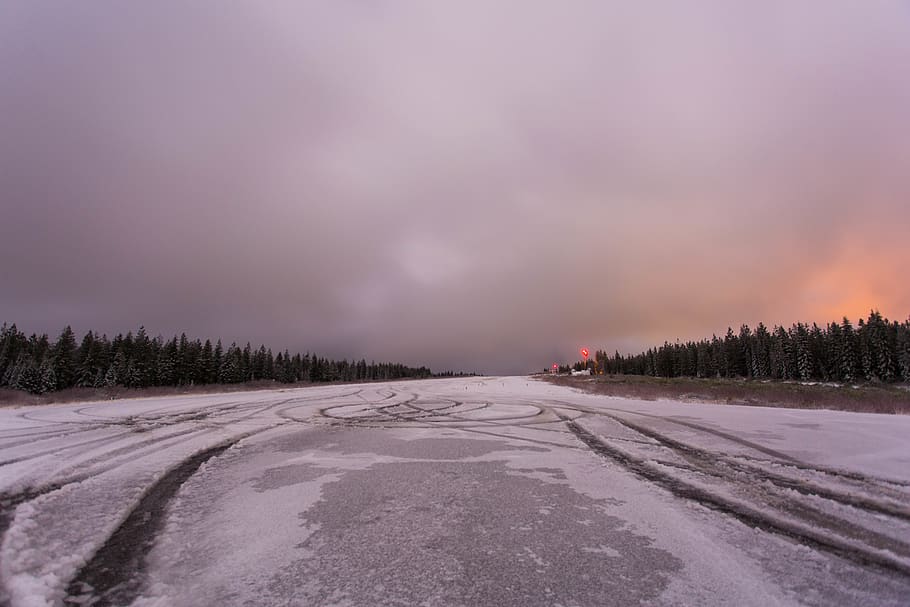 snow, runway, trees, forest, tahoe, ice, winter, cold temperature HD wallpaper