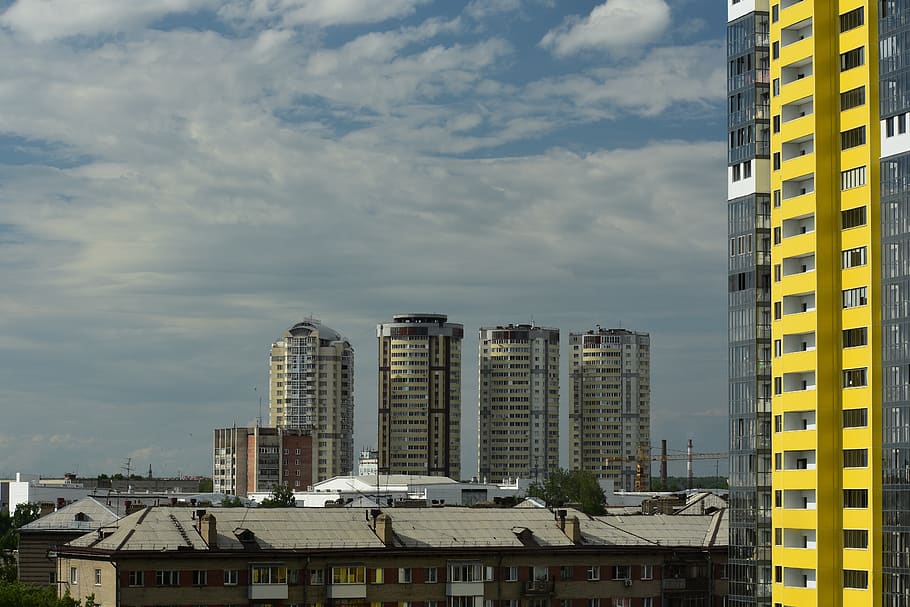 at home, sunset, different, architecture, city, novosibirsk HD wallpaper