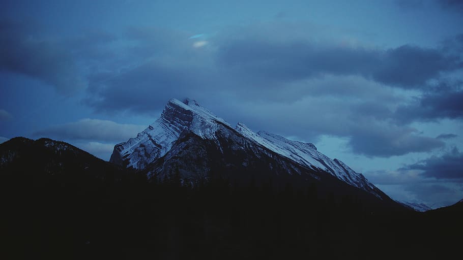 snow cape mountain, outdoors, nature, mountain range, peak, alberta HD wallpaper
