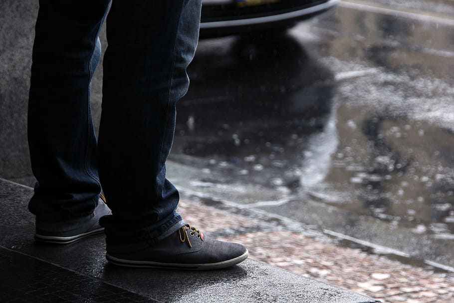 rain, drops, leg, water, low section, body part, human leg HD wallpaper