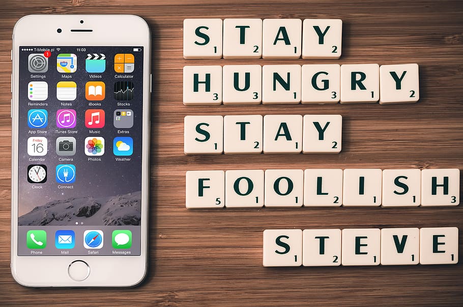 Silver Iphone 6 Near Scrabble Tiles, apple, communication, corporate HD wallpaper