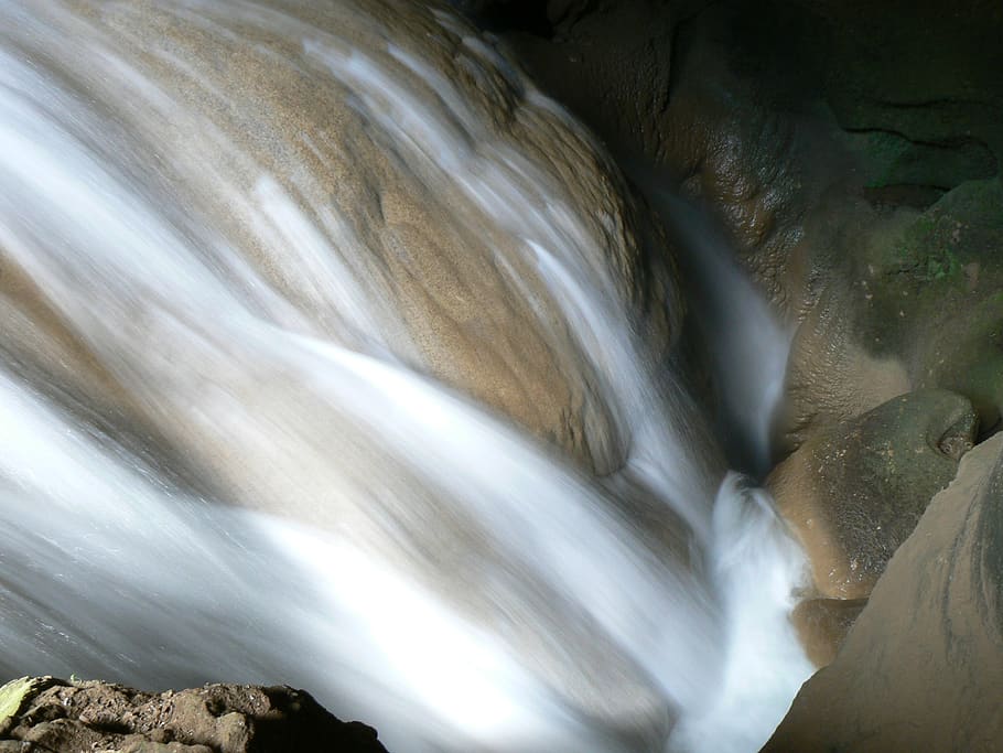 Falls With Brown Rocks, cascade, water, waterfall, rock - object HD wallpaper