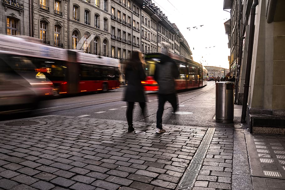 people walking on sidewalk, motion, architecture, building exterior HD wallpaper
