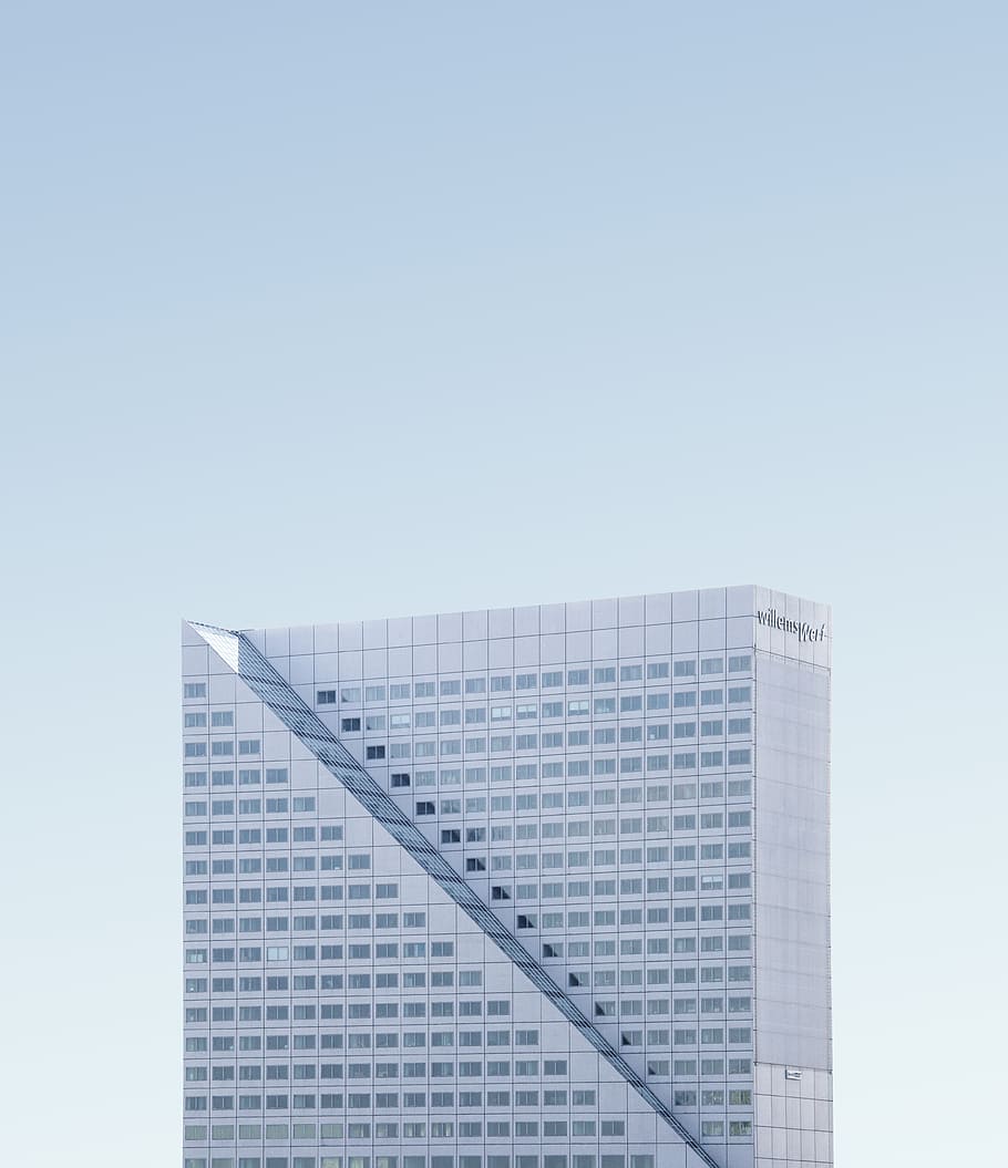 high-rise building, sky, architecture, window, abstract, blue HD wallpaper