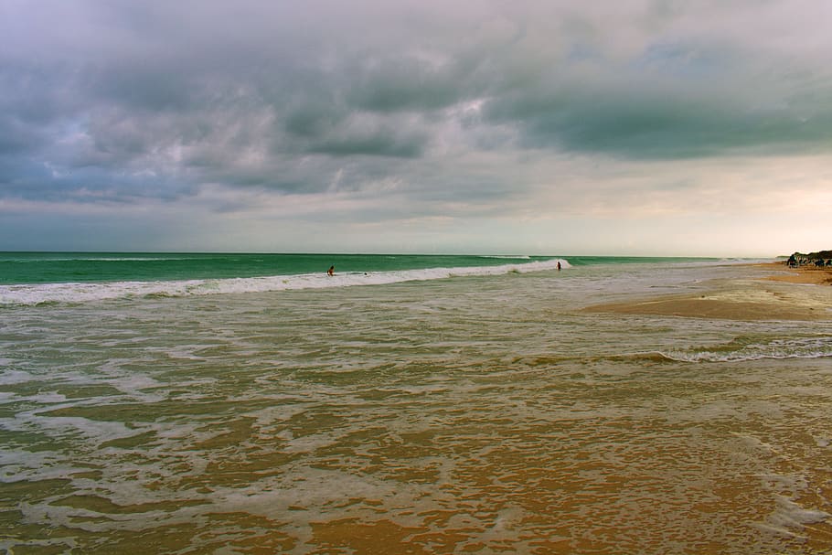 cuba, sea, ocean, partly cloudy, wave, beach, sand, clouds HD wallpaper