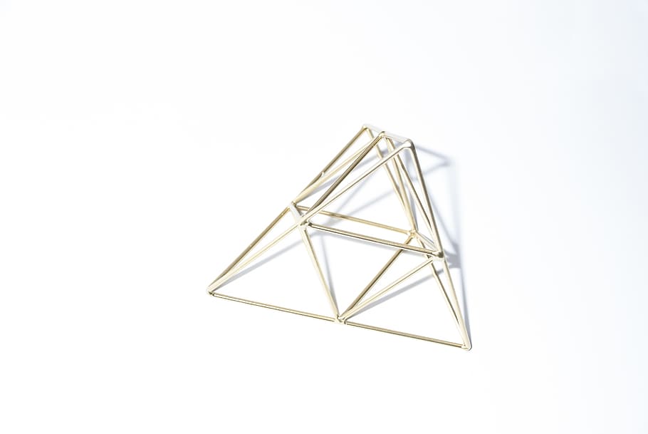 gray triangle frame, white background, studio shot, indoors, copy space HD wallpaper