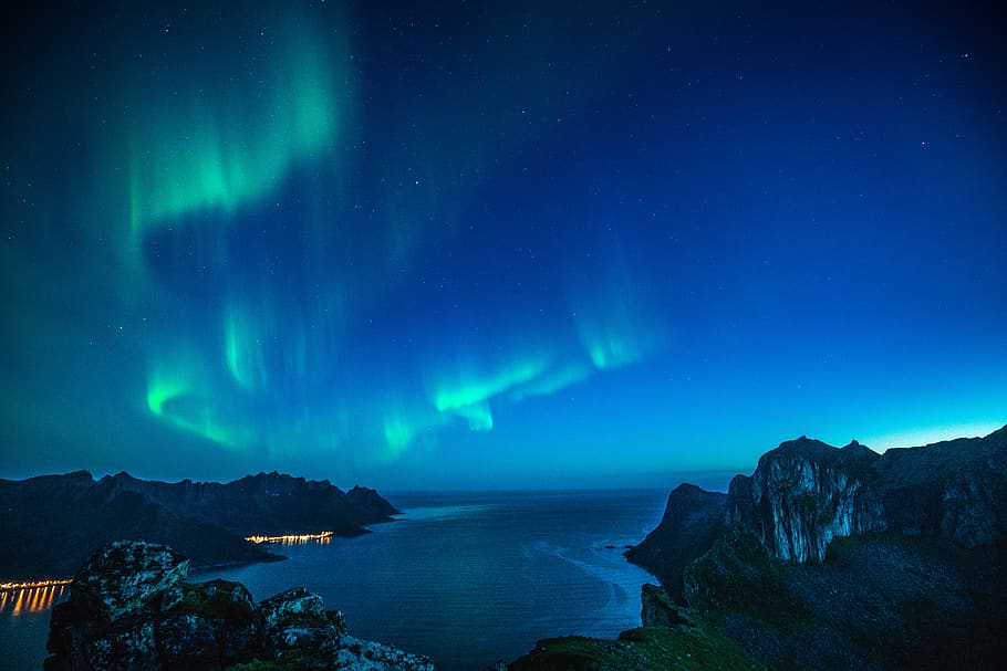 norway, mefjordvær, hiking, camping, stars, night, senja, aurora borealis, HD wallpaper