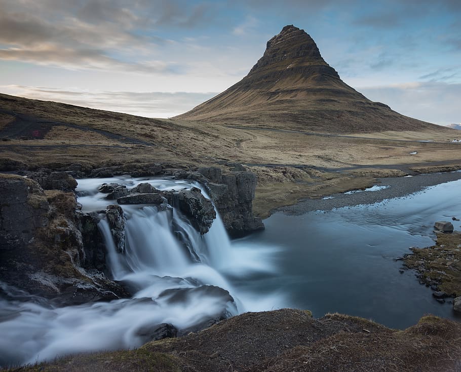 Time Lapse Photography of Waterfalls, clouds, daylight, high HD wallpaper