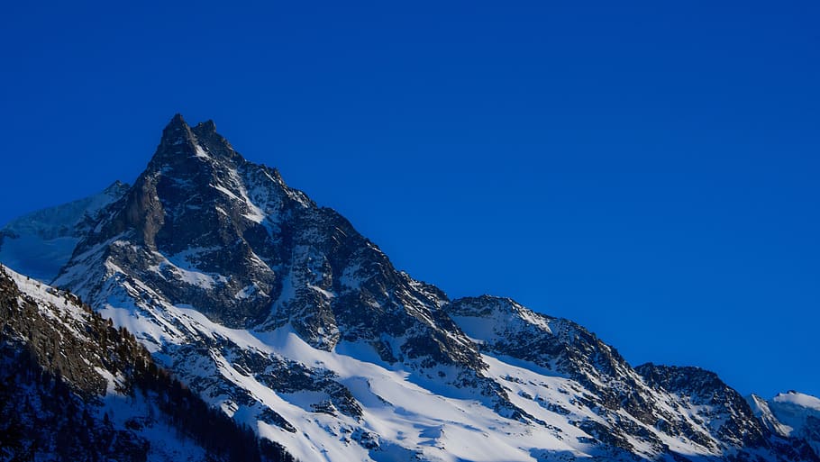 mountain, rocks, snow, winter, landscape, mountains, zinal HD wallpaper