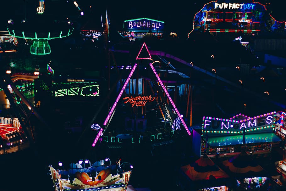 assorted-color neon signage, night, united states, del mar, del mar fairgrounds HD wallpaper