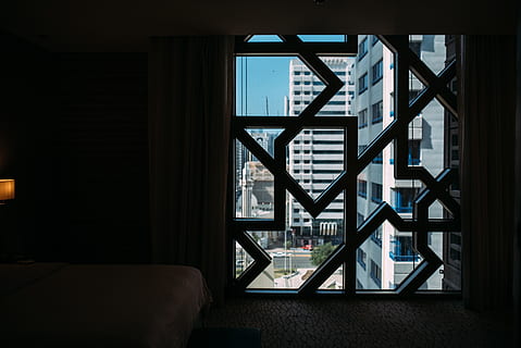 Clear Glass Window, architectural, architecture, art, black, buildings HD wallpaper