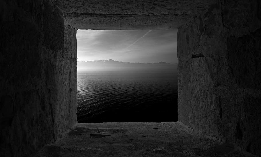 sea, black, white, ancient, rocks, travel, summer, nature, sky HD wallpaper