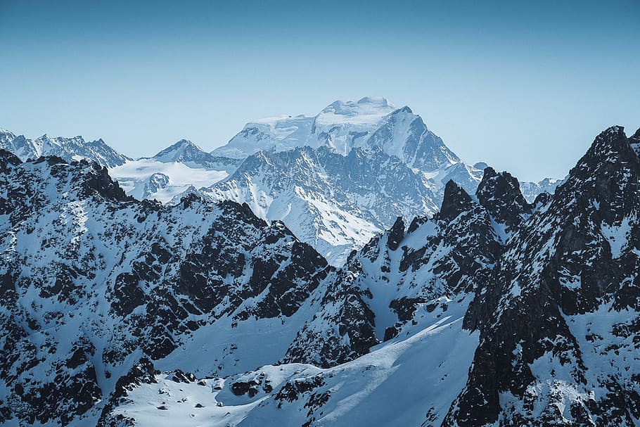snow capped mountains during daytime, cold temperature, winter HD wallpaper