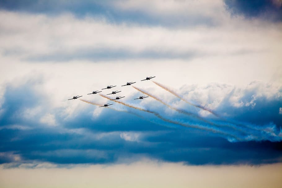 snow bird, airshow, cloud, plane, aircraft, aviation, canada HD wallpaper