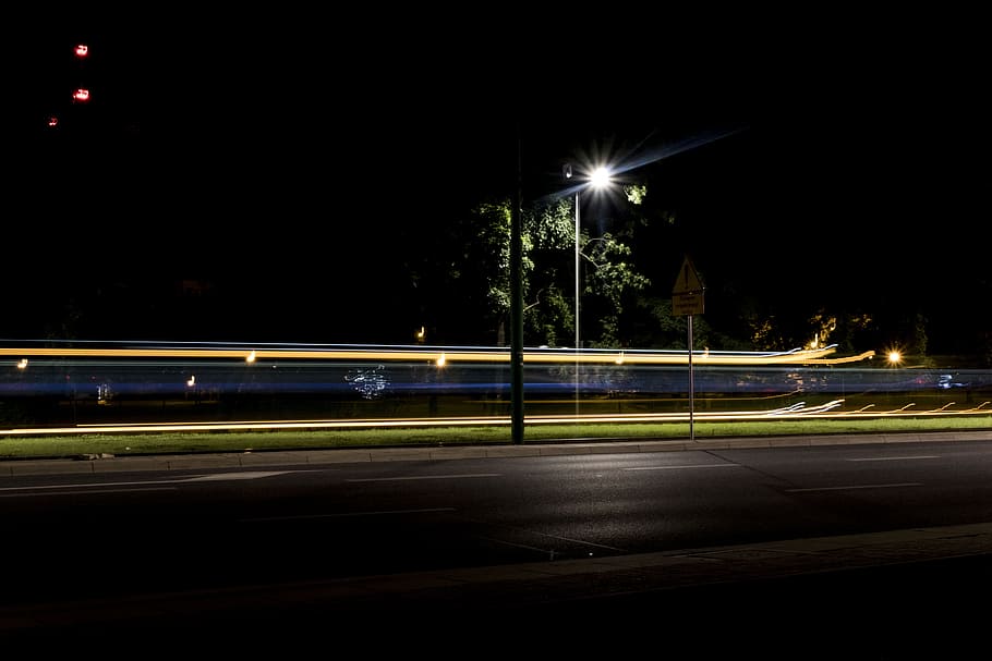 Photo of Black Lamp Post during Nighttime, asphalt, blur, dark HD wallpaper