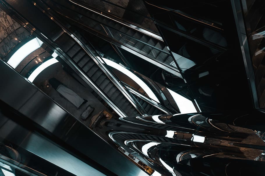 australia, sydney, light, escalator, shops, mirror, low angle view HD wallpaper