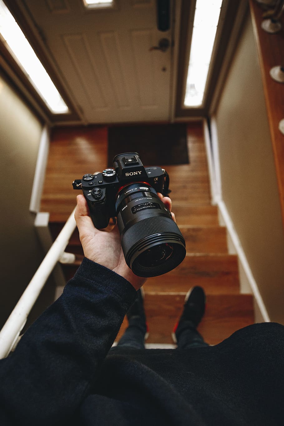 sony, dslr, camera, lens, black, photography, blur, stair, house HD wallpaper