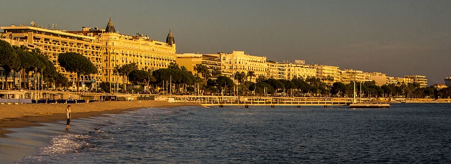 cannes, sunset, lonely, thought, beach, mediterranean, cityscape HD wallpaper