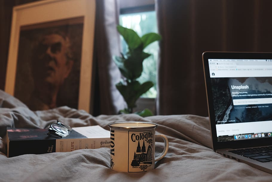 cup, raining day, blue, feel, computer, unspalsh, display, book HD wallpaper
