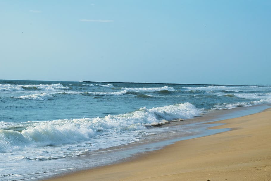 HD wallpaper: india, mangaluru, waves, sea, sand, ripple, sky, water ...