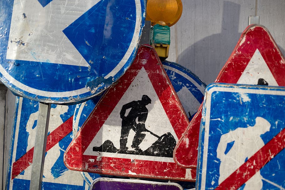 construction, work, worker, maintenance, site, sign, road, street HD wallpaper