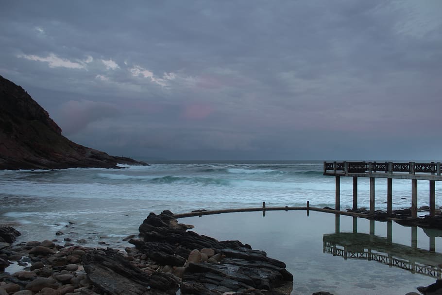 sea, ocean, peer, sunset, cloudy, sky, water, cloud - sky, scenics - nature