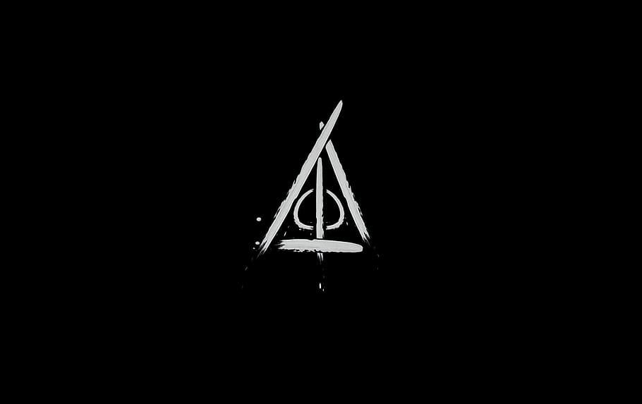 harry potter, symbol, sign, copy space, no people, night, triangle shape, HD wallpaper