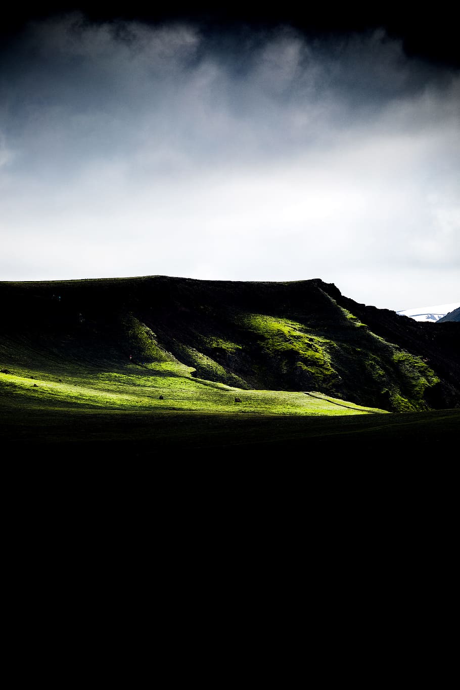 mountain, sky, grass, green, field, nature, outdoors, shadow, HD wallpaper