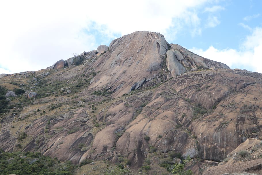 mountain, roche, pierre, pic, nature, brown, wild, sky, rock HD wallpaper