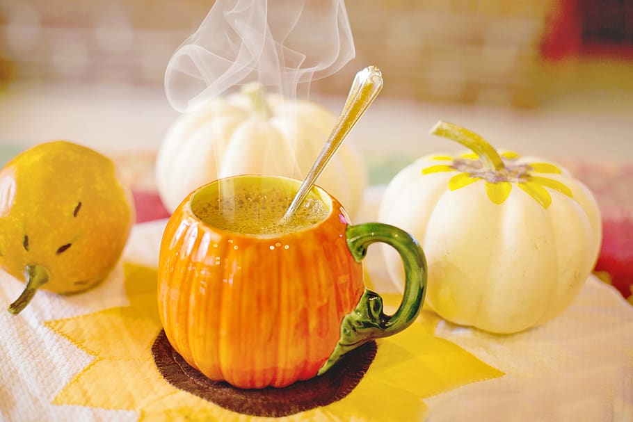 pumpkin spice latte, fall, autumn, orange, sweet, thanksgiving, HD wallpaper