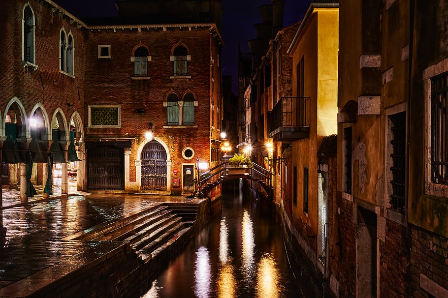 View of Venice, Grand Canal during Night, architecture, beautiful