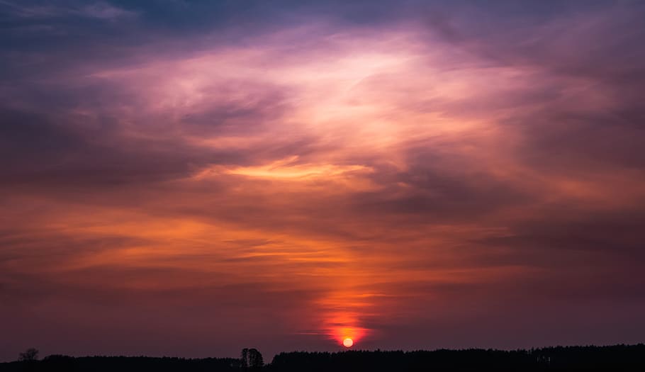 cloud - sky, silhouette, sunset, beauty in nature, dramatic sky HD wallpaper