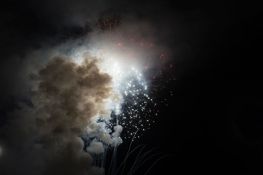 white cloud during night time, firework, celebration, explosion HD wallpaper