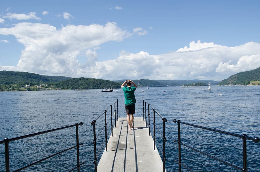 norway, drøbak, guy, boy, man, oslo, lake, blue, green, sea HD wallpaper