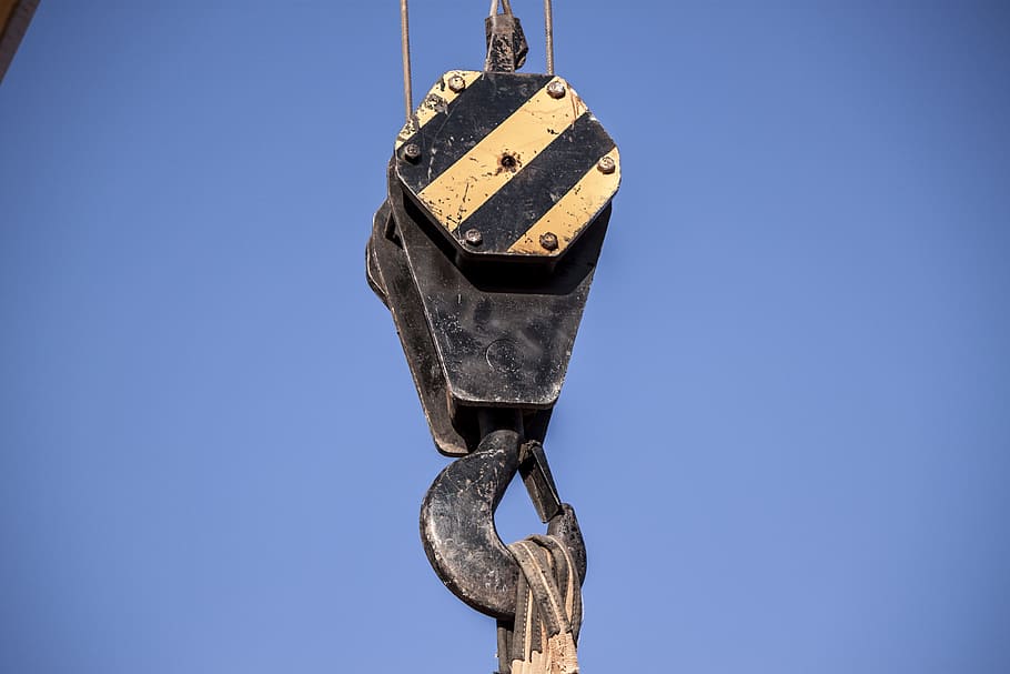 Crane Hook, metal, construction, steel, industrial, heavy, sky HD wallpaper