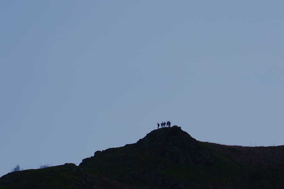 silhouette of mountain hill, nature, outdoors, person, malvern hills