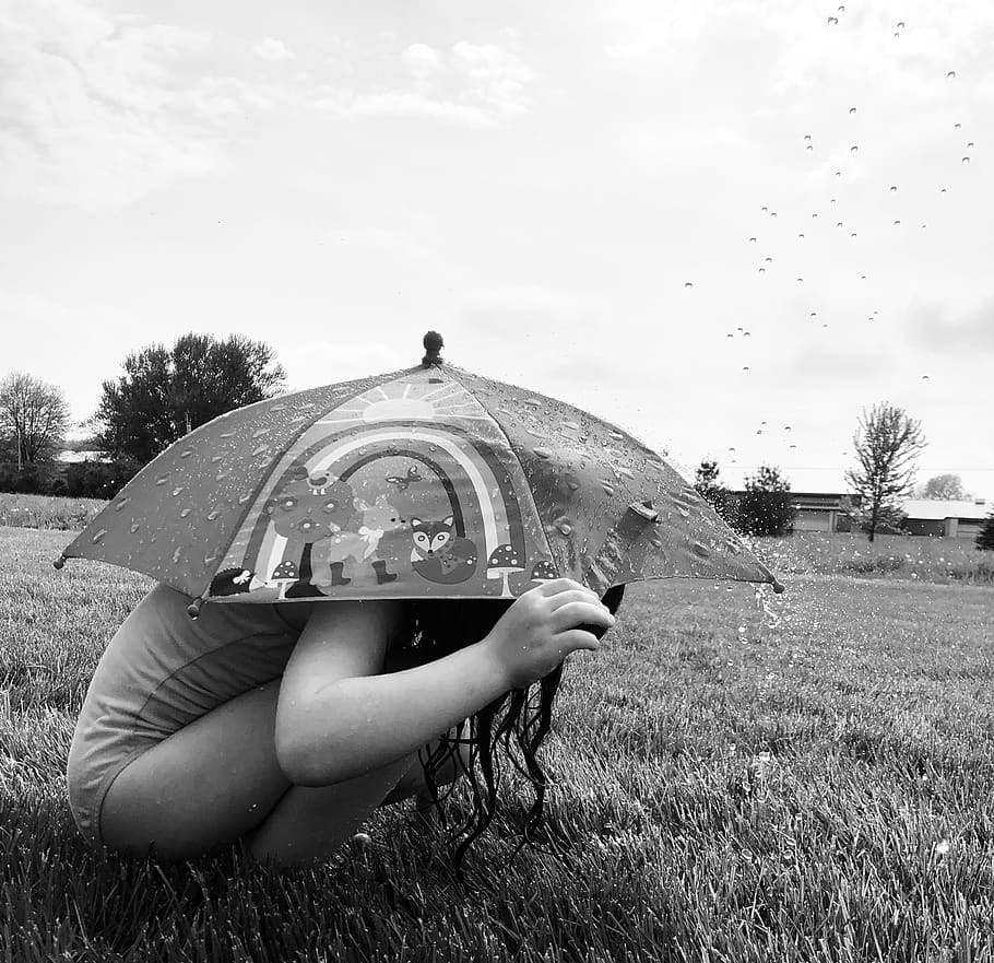 Online crop | HD wallpaper: summer, kids, umbrella, rain, rain drops ...