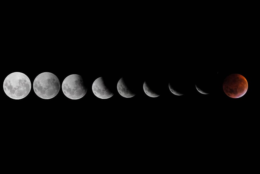 Lunar Eclipse photo, nature, moon, outdoors, outer space, night