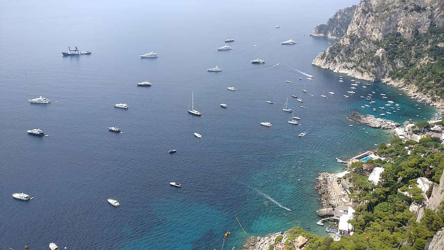 italy, capri, water, sea, high angle view, no people, beauty in nature HD wallpaper