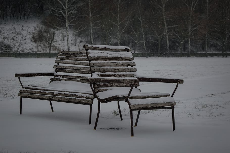 bench, snow, winte, alone, cold, frost, lonely, frozen, outdoor HD wallpaper